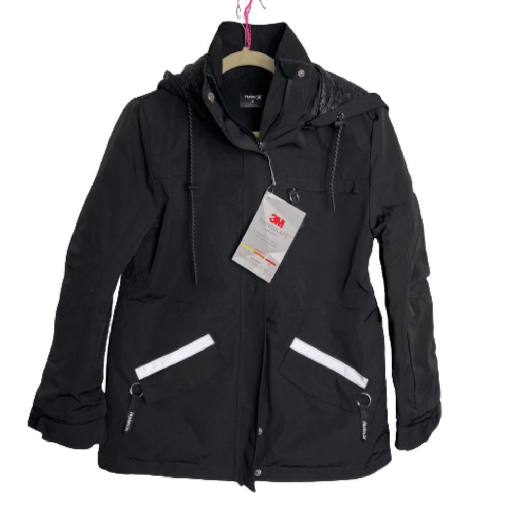Hurley Flurry Snow Jacket Water and Wind Resistant Black NWT